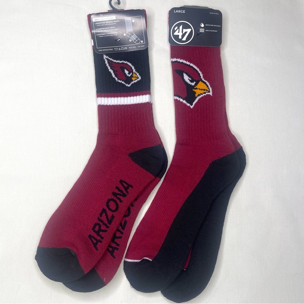 2 Pairs of NFL Arizona Cardinals men’s crew socks